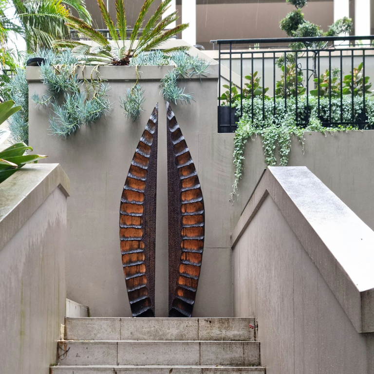 Timber Totem Sculpture – Feu II by Lucas Guilbert, 240x90x45cm - view 4