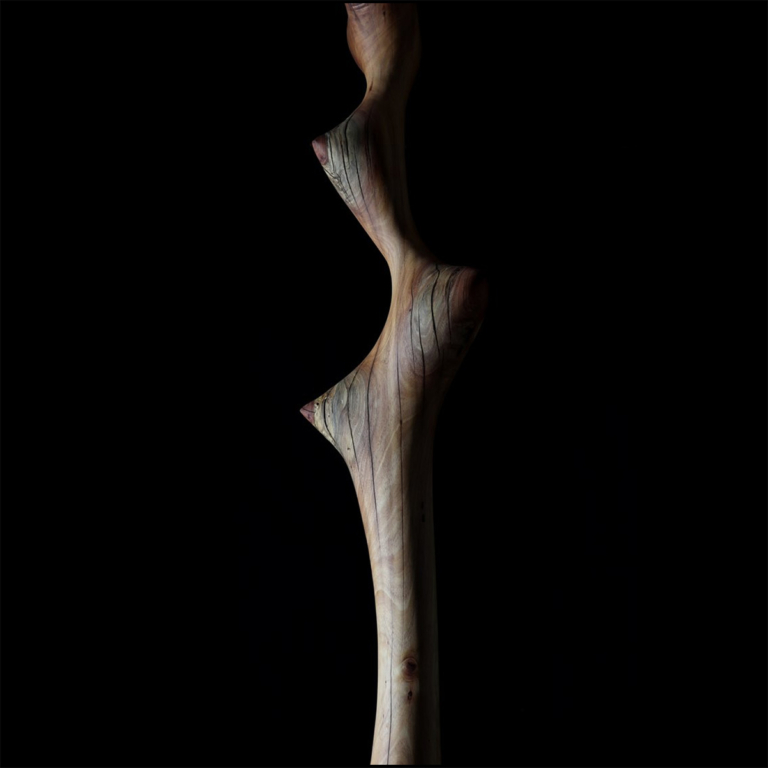 Timber Totem Sculpture – Floraison by Lucas Guilbert, 220x30x30cm - view 4
