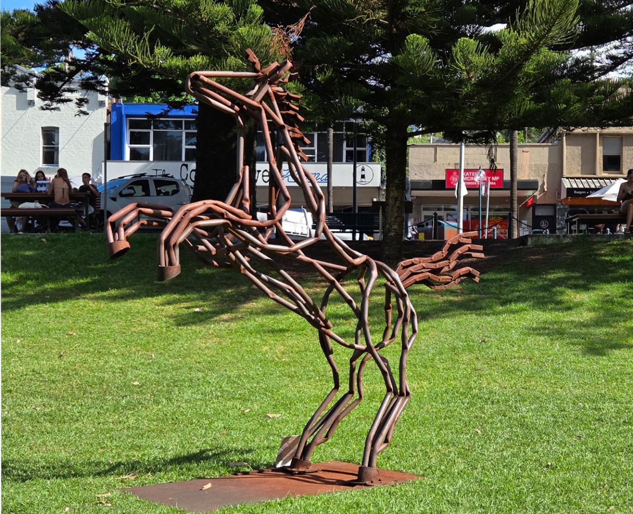large metal horse sculpture - public art
