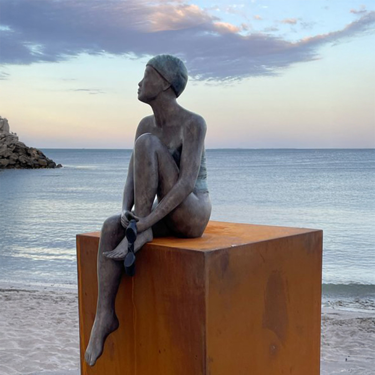 Bronze Swimmer Sculpture – Hush by Mela Cooke, 98x40x48cm