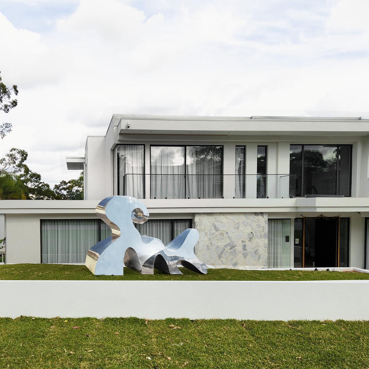 stainless steel outdoor garden sculpture