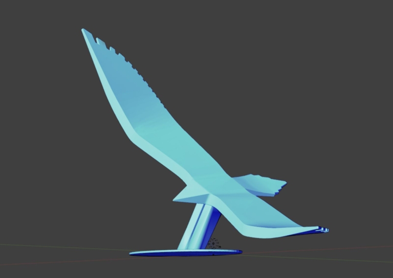 3D digital render of an eagle sculpture designed for a private residence commission